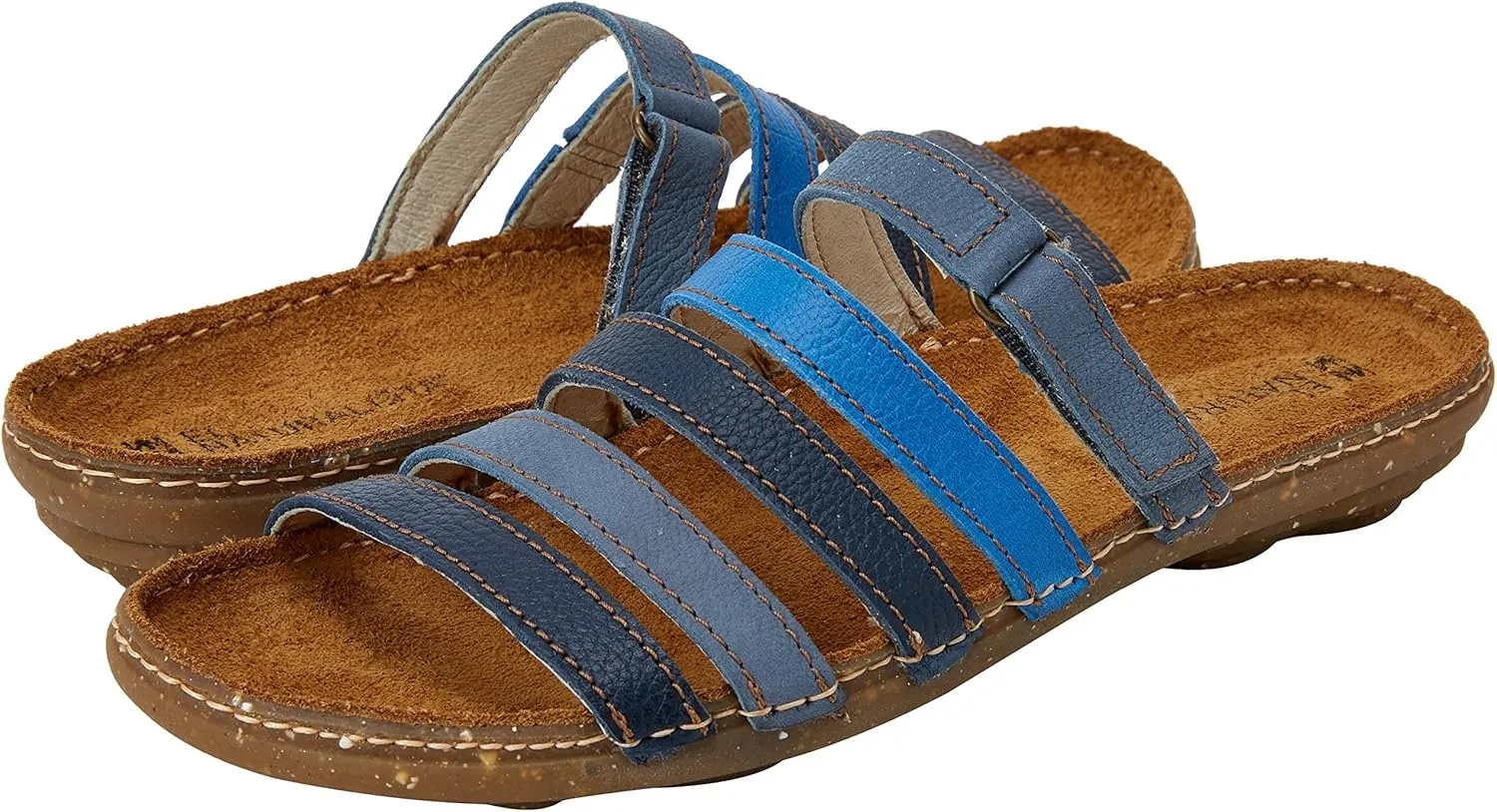 El Naturalista Women's N327 Multi Leather Blue Mixed/Torcal Flat Sandal
