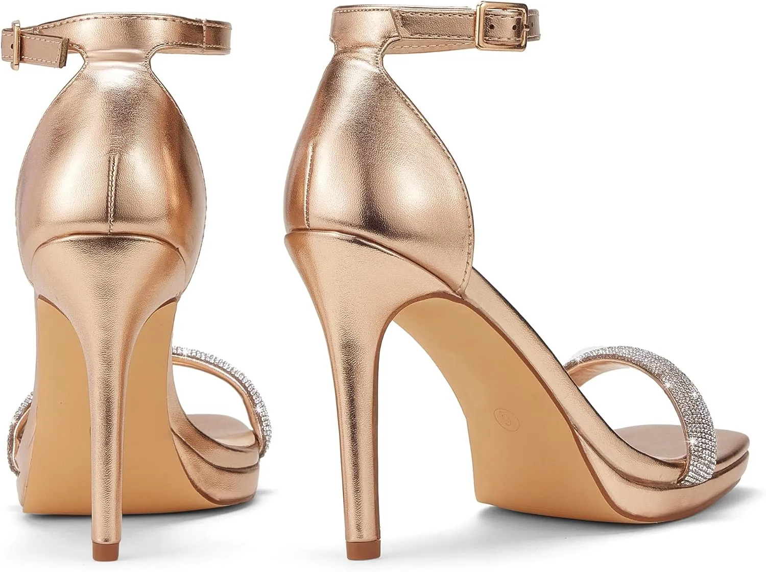 Elisabet Tang Women's 4.3 Inch Platform High Heeled Sandals Strappy Stiletto Open Square Toe Heel with Ankle Strap at Wedding Party Prom Work Dating