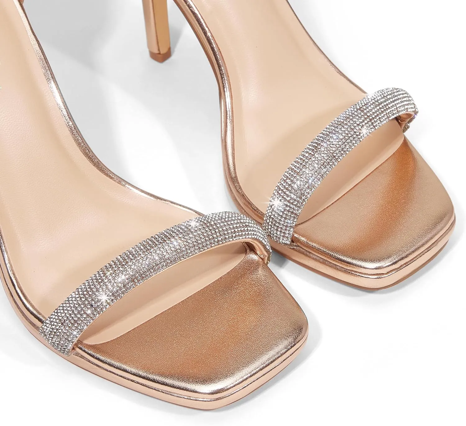 Elisabet Tang Women's 4.3 Inch Platform High Heeled Sandals Strappy Stiletto Open Square Toe Heel with Ankle Strap at Wedding Party Prom Work Dating