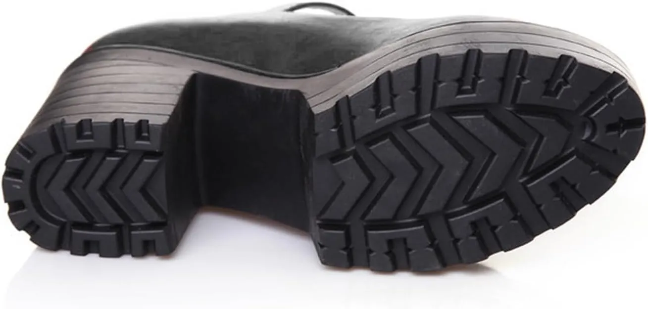 Ephirebra Women's Platform Chunky Heel Mary Jane Shoes Ankle Buckle Strap Round Toe High Heels Comfort Non-Slip Outdoor Princess Shoes Dress Shoes