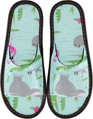 Fisyme Slippers for Women Men Slip-On Open Toe Indoor Outdoor House Shoes Home Slipper