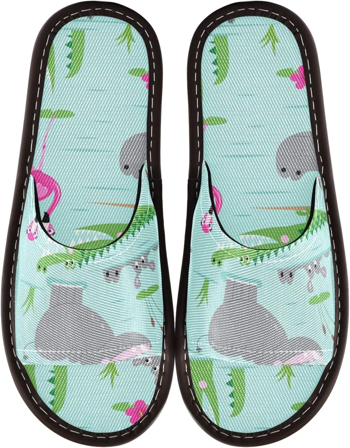 Fisyme Slippers for Women Men Slip-On Open Toe Indoor Outdoor House Shoes Home Slipper