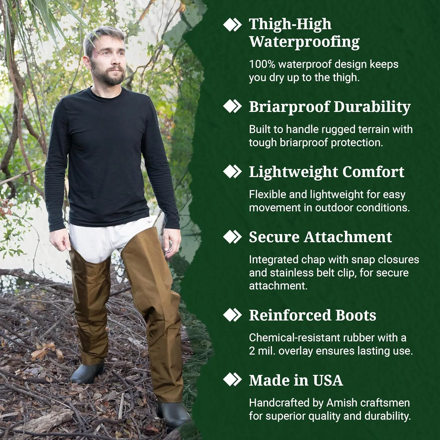 Five Star, Briar Proof Hip Wader with Dan's Frogger Boot, Made in U.S.A.