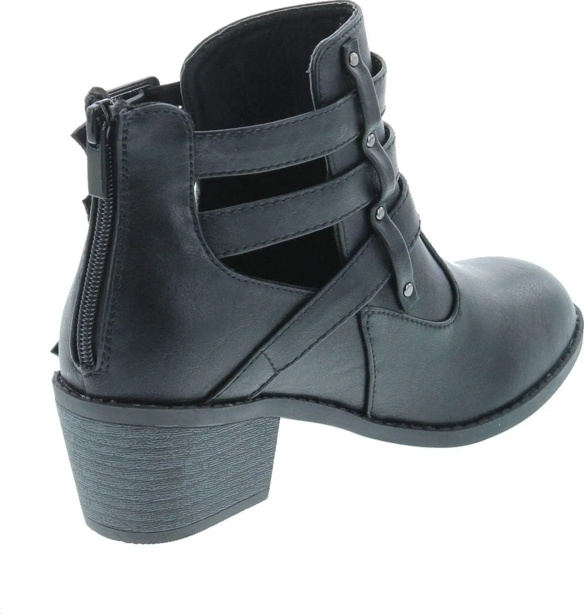 Forever Link Eury-1 Women's Fashion Round Toe Buckles Low Heel Ankle Booties Shoes