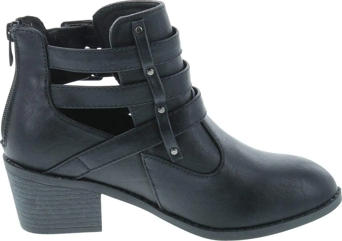 Forever Link Eury-1 Women's Fashion Round Toe Buckles Low Heel Ankle Booties Shoes
