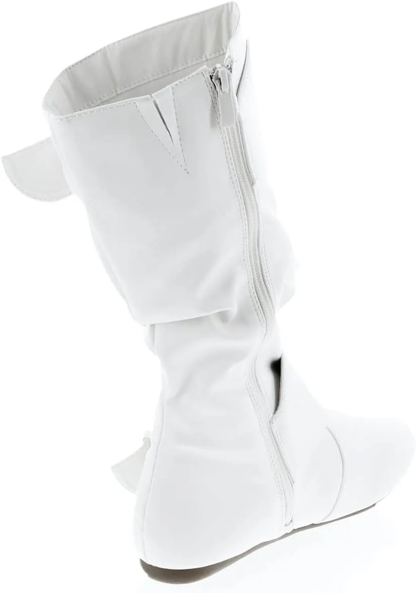 Forever Link Women's Klein-70 Closed Round Toe Buckle Slouch Flat Heel Mid-Calf Boot