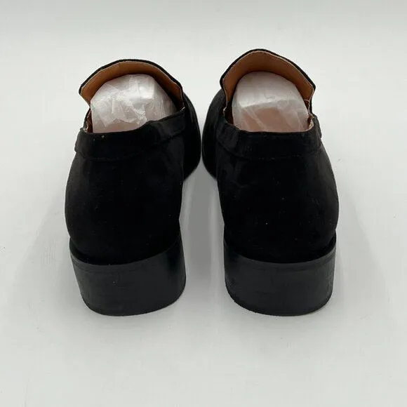 FOWT Black Round Toe Low Heel Loafers Comfortable Suede Driving Shoes