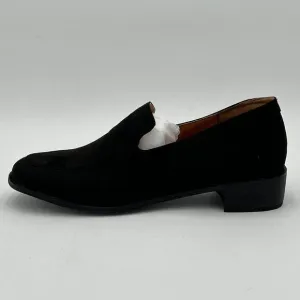 FOWT Black Round Toe Low Heel Loafers Comfortable Suede Driving Shoes