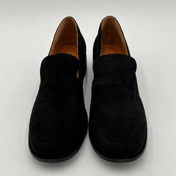 FOWT Black Round Toe Low Heel Loafers Comfortable Suede Driving Shoes