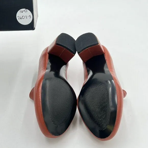 FOWT Brown Side V Cut Loafers Round Toe Chunky Heel Pumps Simple Style Shoes