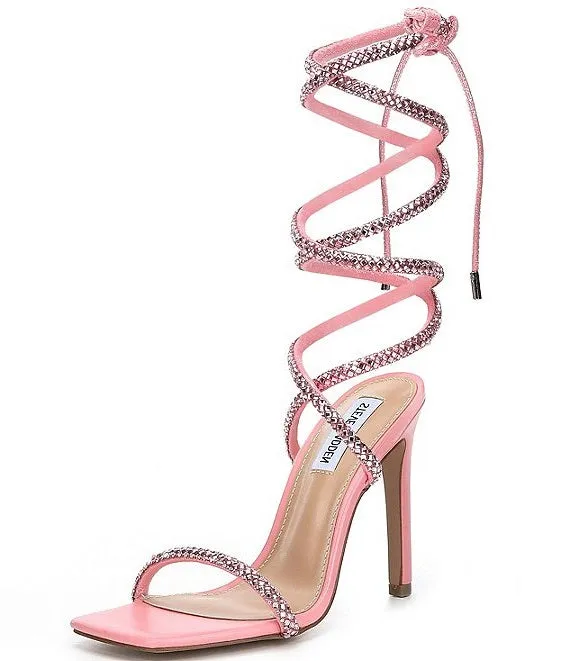 Free returns Rhinestone Uplift-R Madden Heel Steve Strappy Sandal Affordable Pink Open Stiletto Light High Toe