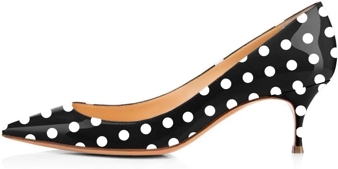 FSJ Women Classic Low Kitten Heel Pointed Closed Toe Pumps Slip On Office Ladies Prom Wedding Dress Basic Shoes Size 4-15 US