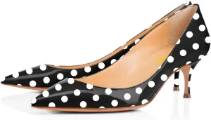 FSJ Women Classic Low Kitten Heel Pointed Closed Toe Pumps Slip On Office Ladies Prom Wedding Dress Basic Shoes Size 4-15 US