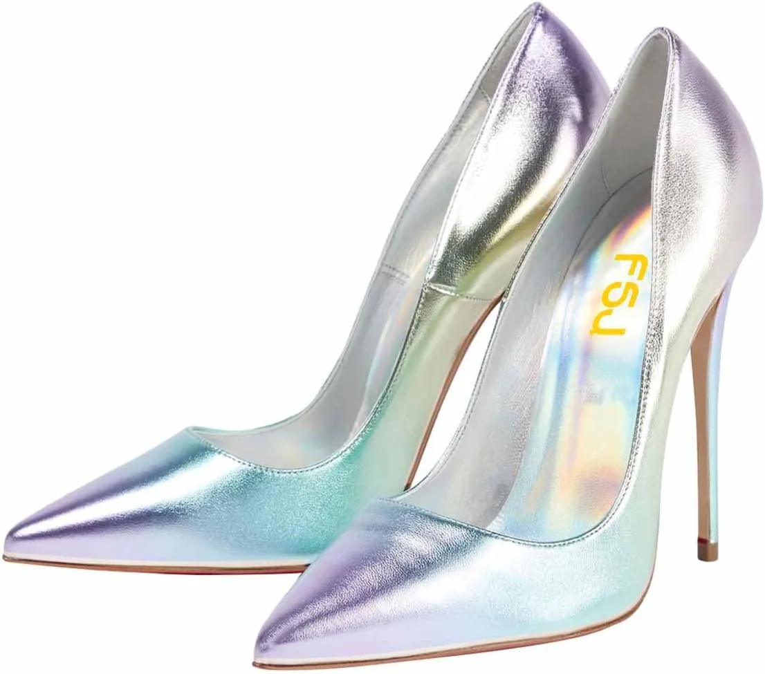 FSJ Women Formal Pointed Toe Pumps High Heel Sexy Stilettos Slip On Office Cute Evening Dress Shoes Size 4-15 US