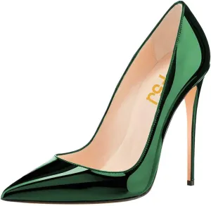 FSJ Women Formal Pointed Toe Pumps High Heel Sexy Stilettos Slip On Office Cute Evening Dress Shoes Size 4-15 US