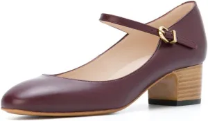 FSJ Women Mary Jane Stacked Block Heels Vintage Pumps Retro Round Toe Shoe for Comfort Size 4-15 US
