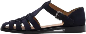 FSJ Women Retro Closed Toe Flats Sandals Low Block Heel Woven Roman Ankle Strap Hollow Caged Summer Fisherman Sandals Shoes Size 4-16 US