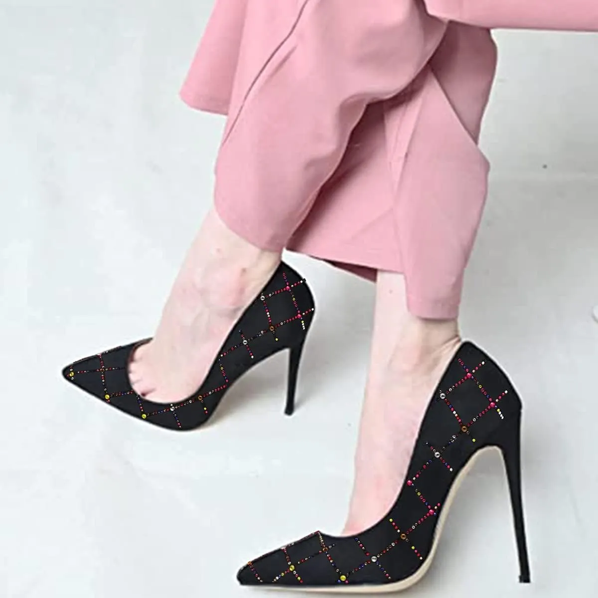 FSJ Women Suede Sexy Pointed Toe Pumps 12 cm High Heels Stilettos Party Prom Daily Classic Office Lady Work Shoes Size 4-15 US