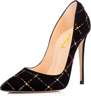 FSJ Women Suede Sexy Pointed Toe Pumps 12 cm High Heels Stilettos Party Prom Daily Classic Office Lady Work Shoes Size 4-15 US