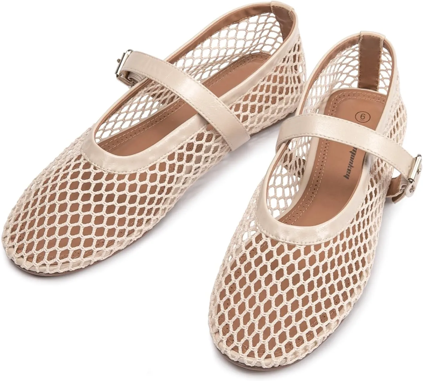 FUNKYMONKEY Women's Mesh Ballet Flats Casual Round Toe Mary Jane Flats Shoes