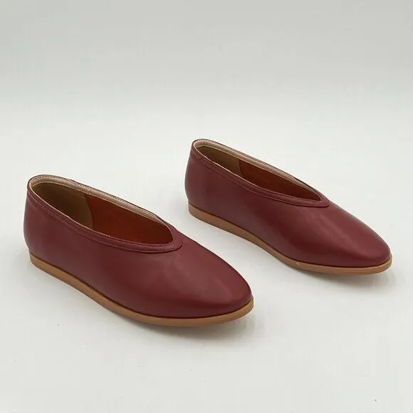 FYS Red Cute Slip on Ballets Round Toe Comfortable Flats Casual Walking Shoes