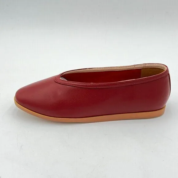 FYS Red Cute Slip on Ballets Round Toe Comfortable Flats Casual Walking Shoes