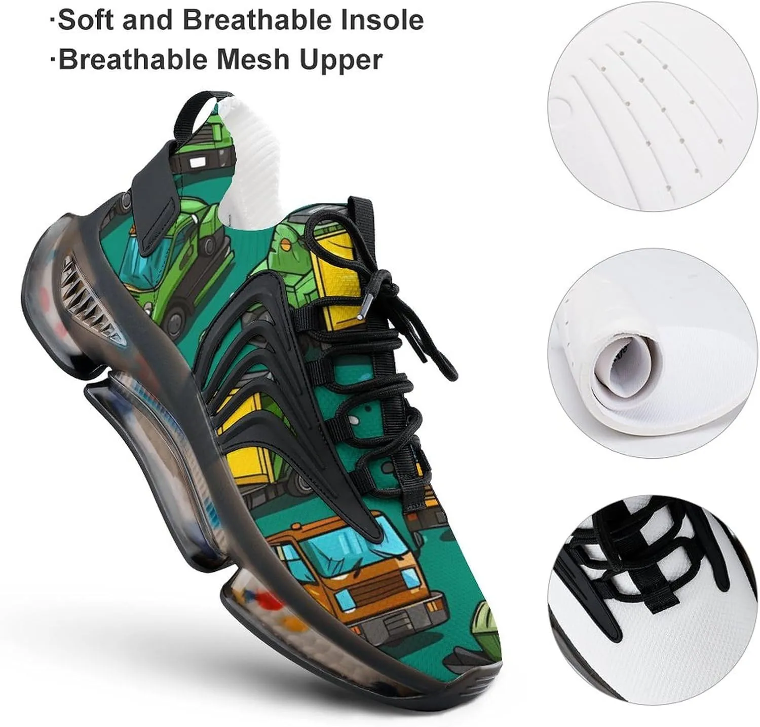 Garbage Truck Busy Day Men's Athletic Running Shoes Breathable Walking Sport Sneakers