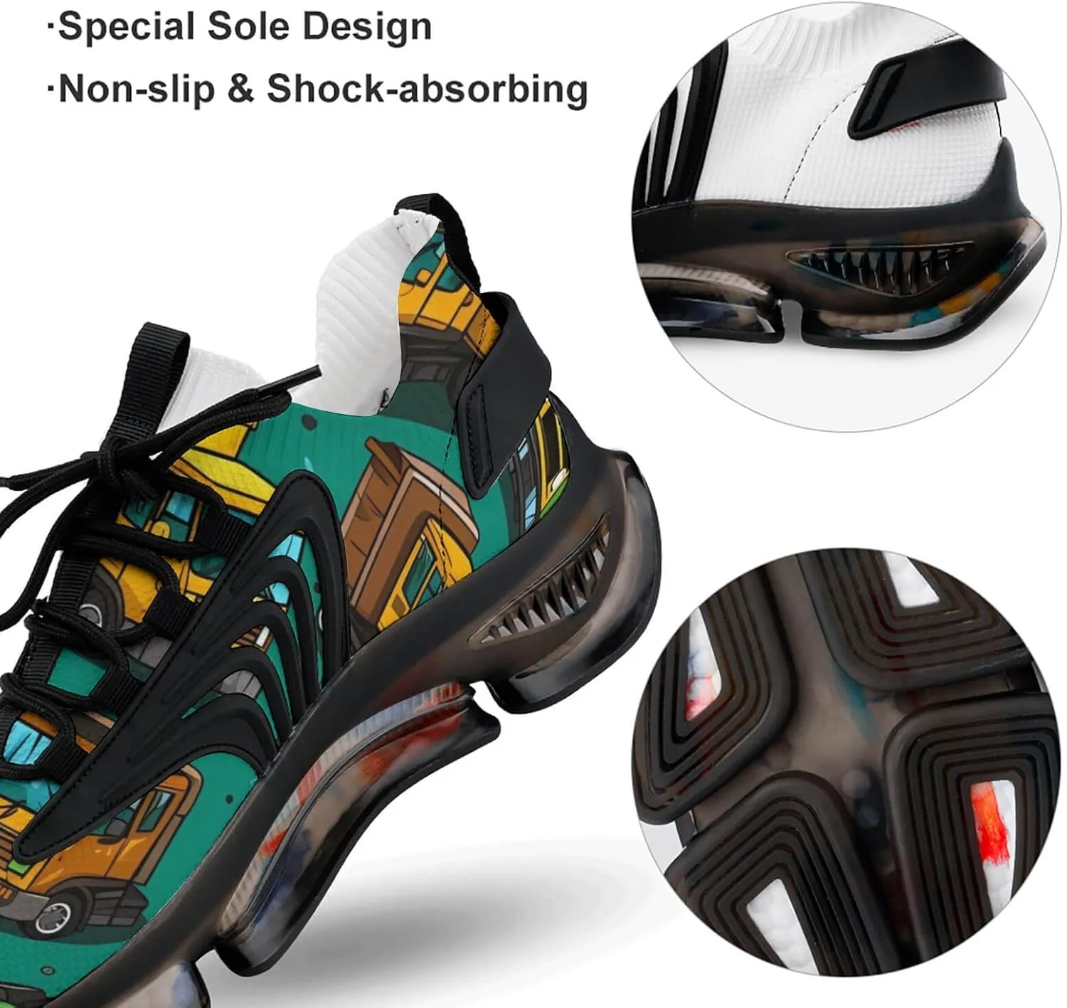 Garbage Truck Busy Day Men's Athletic Running Shoes Breathable Walking Sport Sneakers