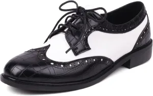 Gicoiz Footwear Womens Classic Round Toe Lace Up Oxfords Brogue Work Shoes