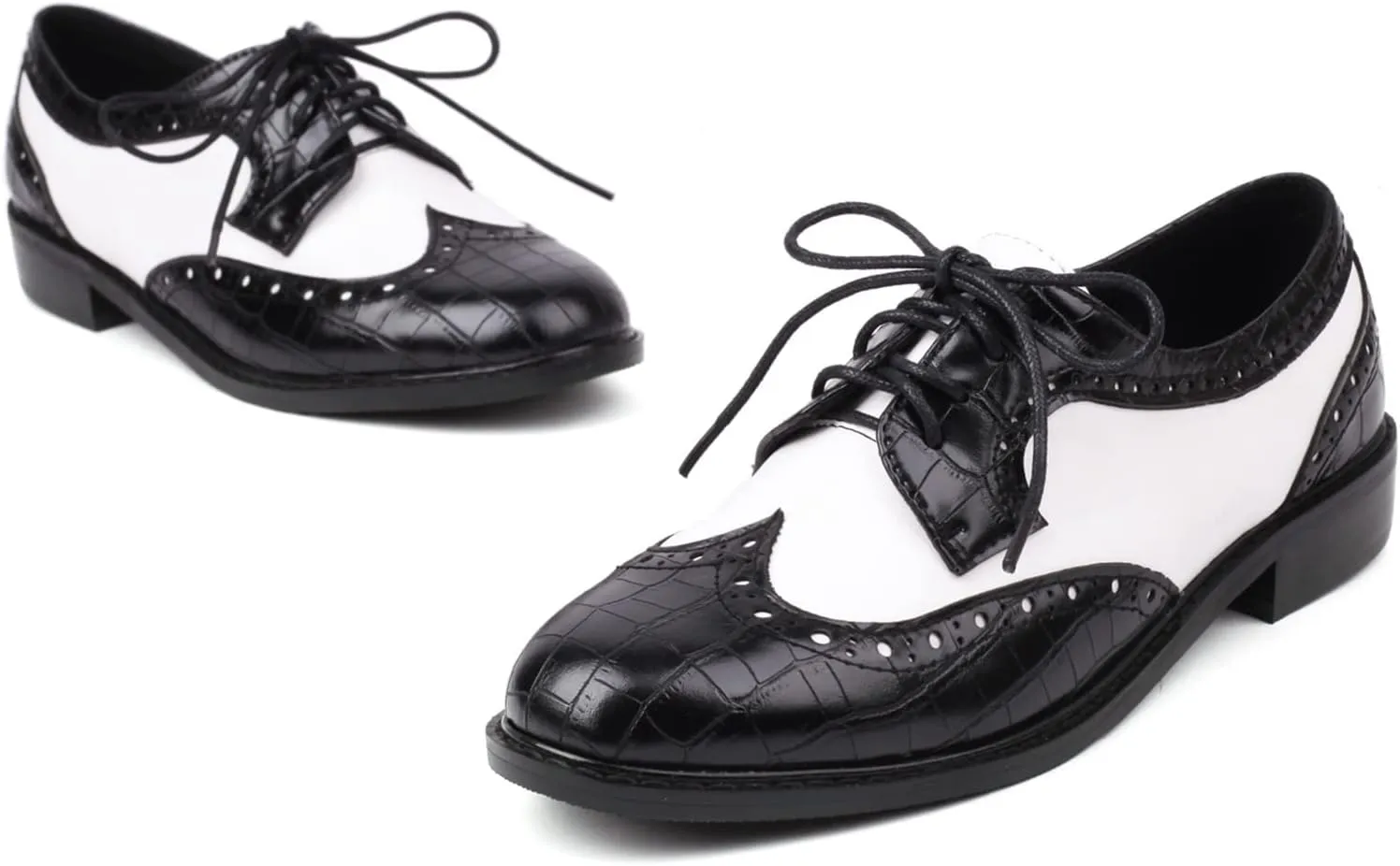 Gicoiz Footwear Womens Classic Round Toe Lace Up Oxfords Brogue Work Shoes