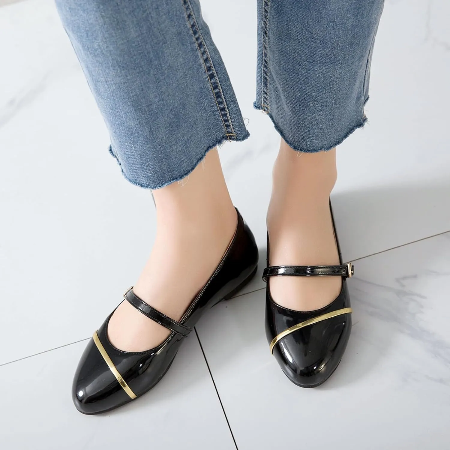 Gicoiz Footwear Womens Round Toe Patent Ballet Flats