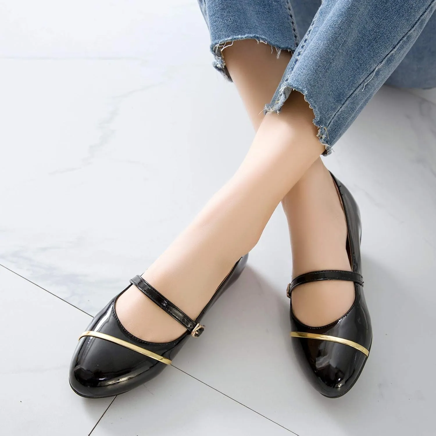 Gicoiz Footwear Womens Round Toe Patent Ballet Flats