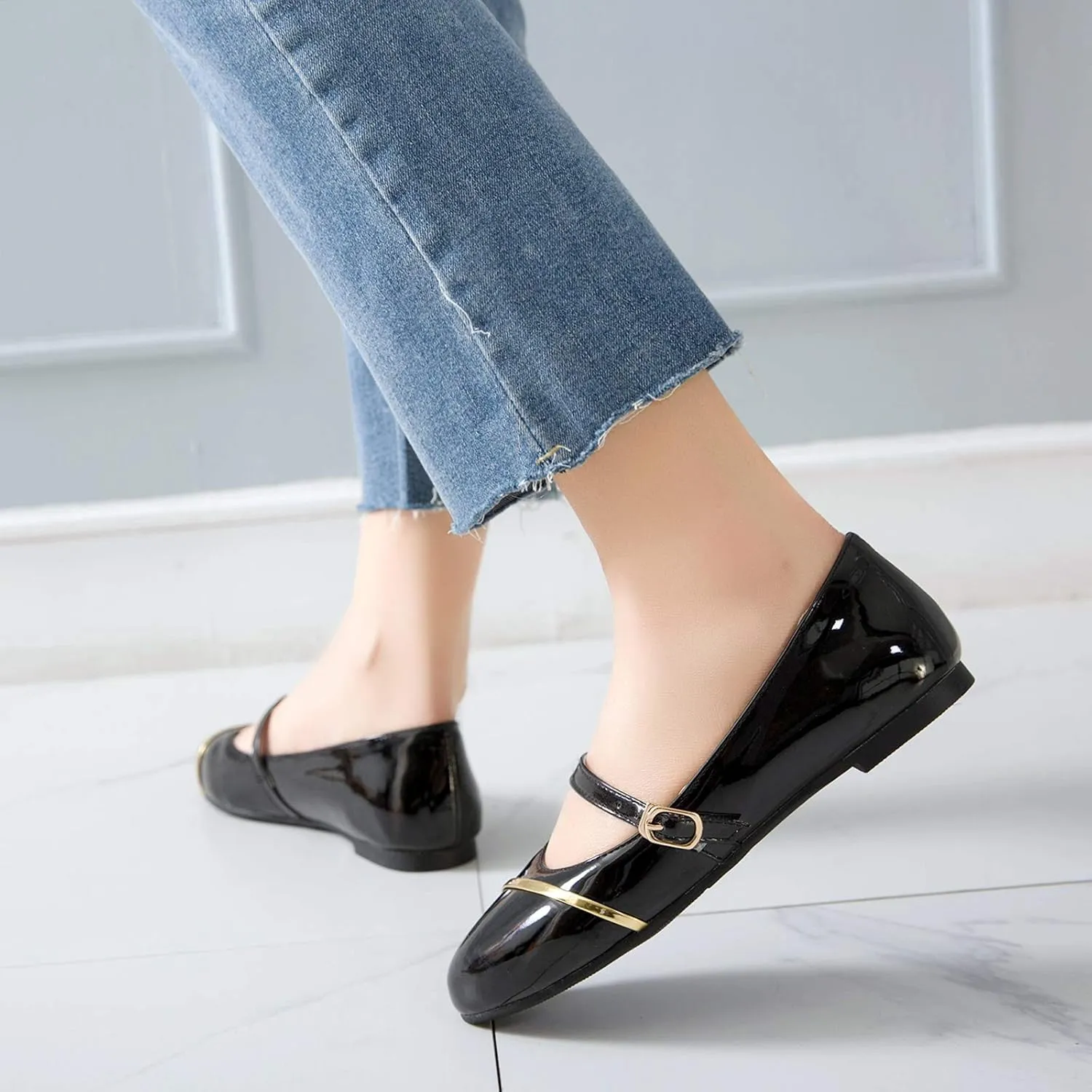Gicoiz Footwear Womens Round Toe Patent Ballet Flats