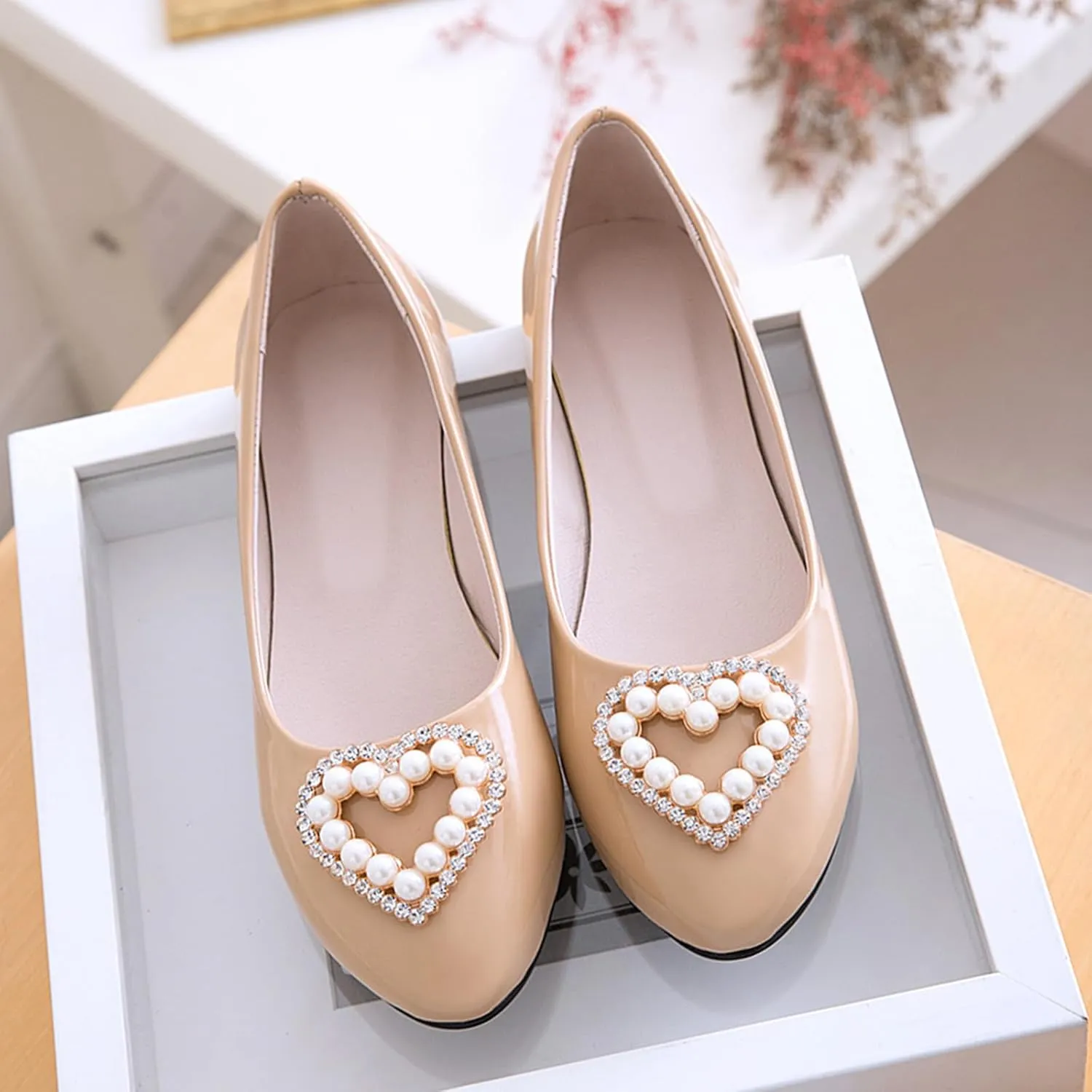 Gicoiz Footwear Womens Round Toe Patent Ballet Flats
