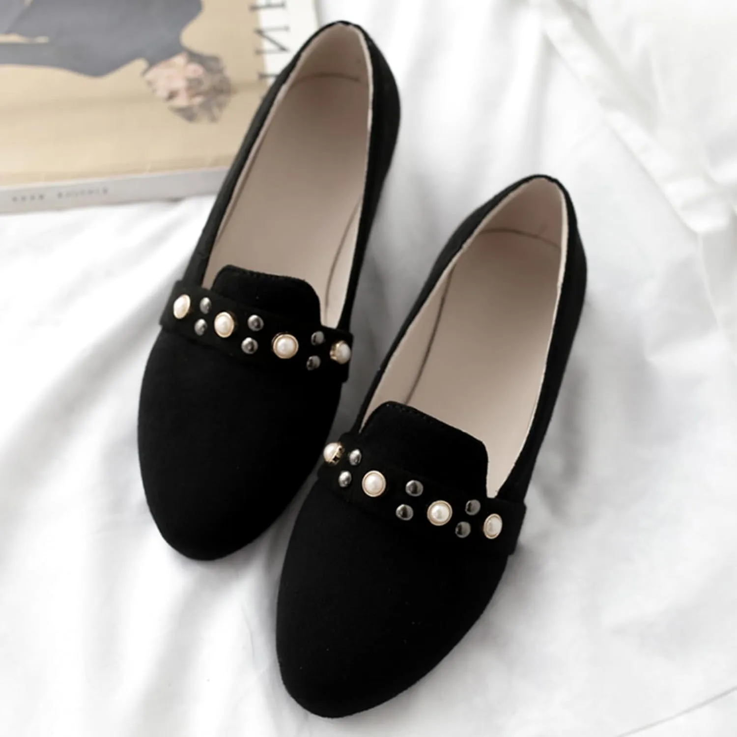 Gicoiz Footwear Work Loafers Womens Round Toe Ballet Flats Slippers