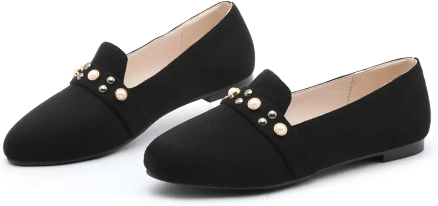 Gicoiz Footwear Work Loafers Womens Round Toe Ballet Flats Slippers