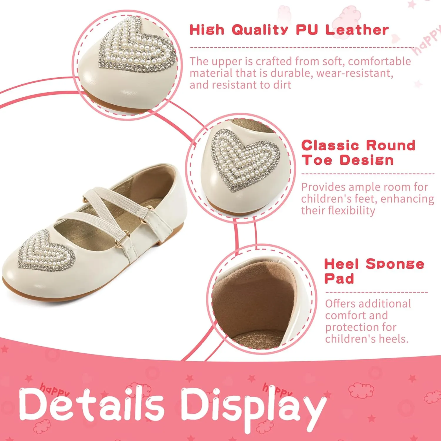 Girls Dress Shoes Flats: Little Kid Princess Flat for Birthday Wedding - Toddler Ballerina Shoe for School Walking