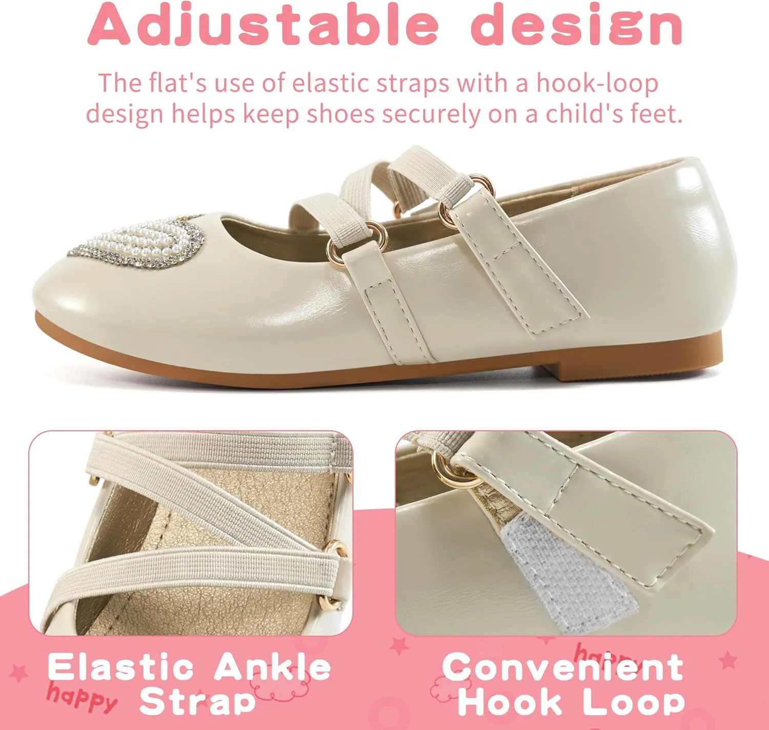 Girls Dress Shoes Flats: Little Kid Princess Flat for Birthday Wedding - Toddler Ballerina Shoe for School Walking