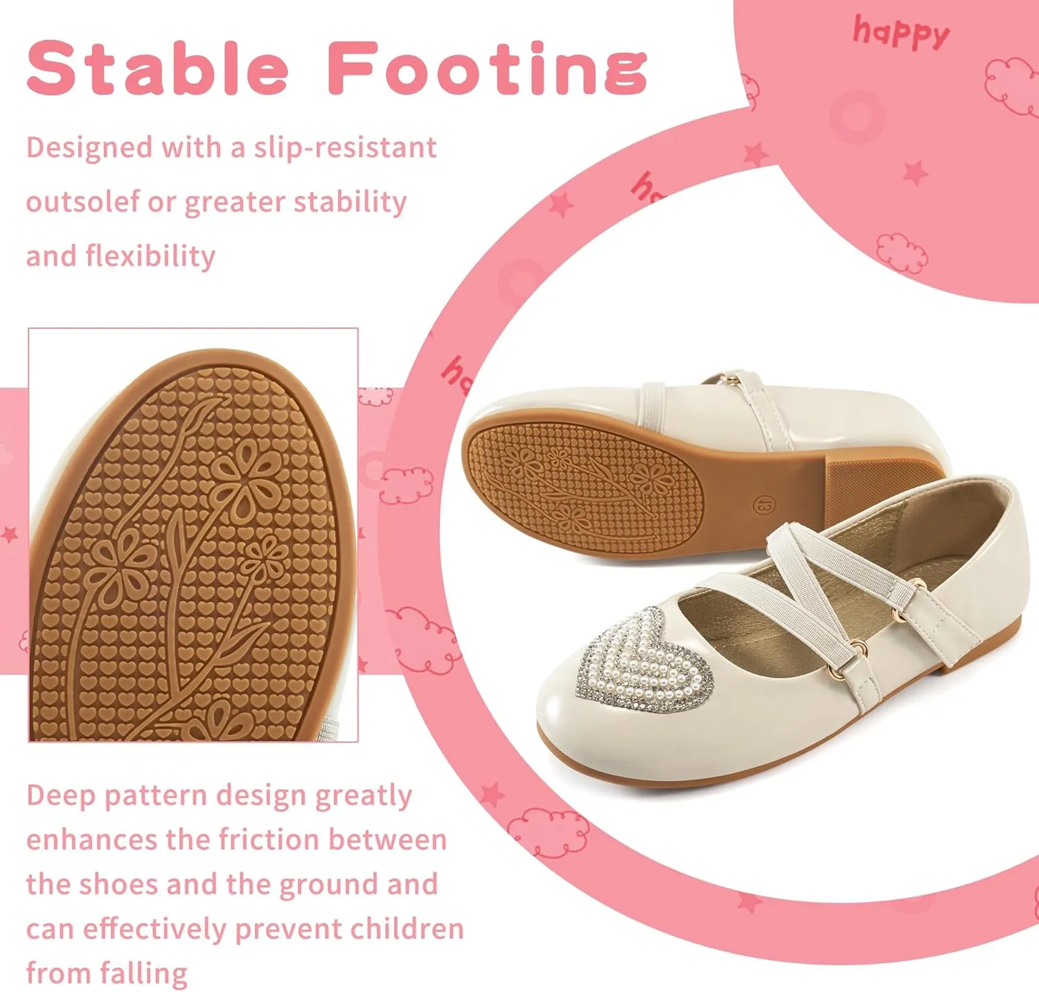 Girls Dress Shoes Flats: Little Kid Princess Flat for Birthday Wedding - Toddler Ballerina Shoe for School Walking