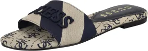 Guess Women's HARINI Flat Sandal, Dark Blue/White Stripe Multi 400, 7