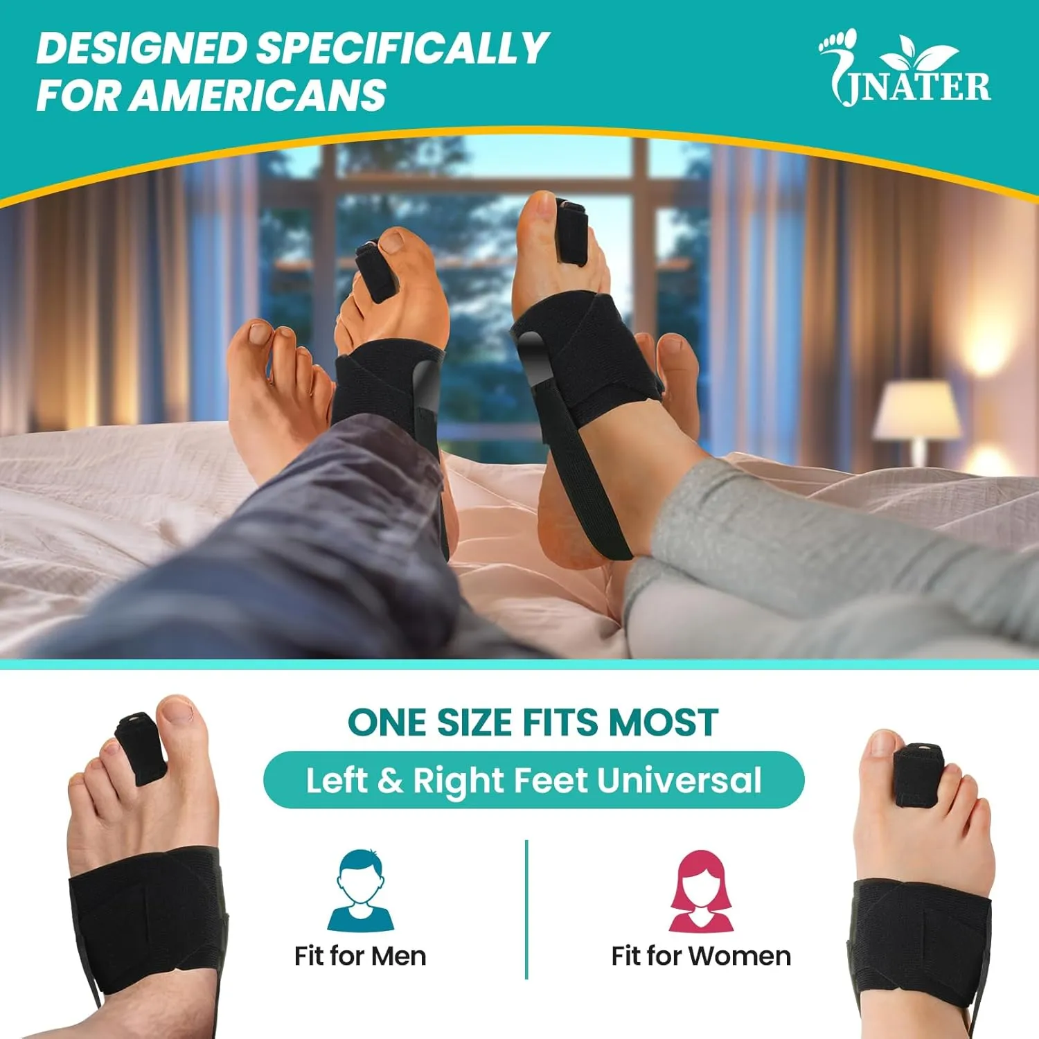 Hammer Toe Straightener Corrector for Women & Men, Non-Slip Toe Splint with Aluminum Plate for Hammer, Curled, Crooked Toes, Pain Relief, Broken Support (1 Compression Foot Wrap & 1 Strap, Black)