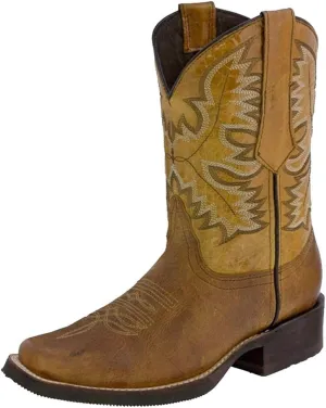 Hbeylia Women's Western Cowboy Cowgirls Boots With Side Zipper Vintage Embroidery Round Toe Chunky Low Heels Wide Mid Calf Boots For Women Riding