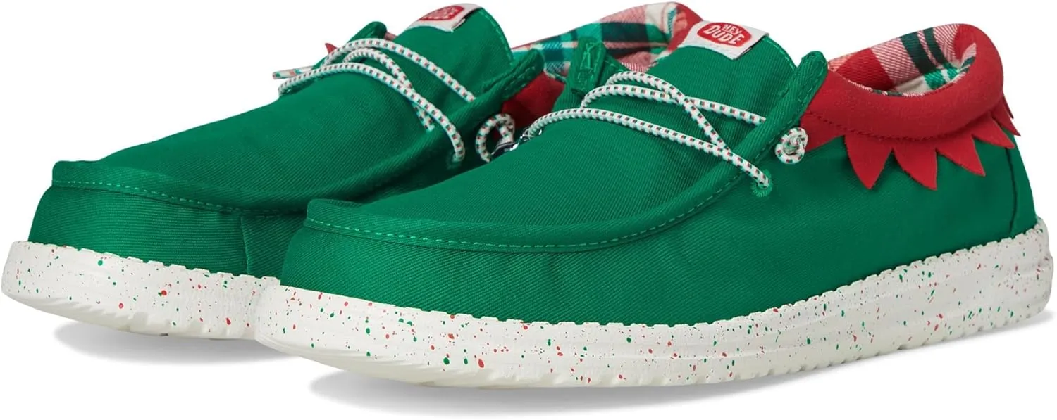 Hey Dude, Men's, Wally Holiday Elf, Green/Red, 8, Medium
