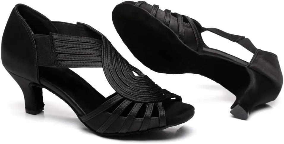 HIPPOSEUS Women's Professional Latin Dance Shoes Slip on Ballroom Salsa Bachata Performance Practice Dancer Shoes