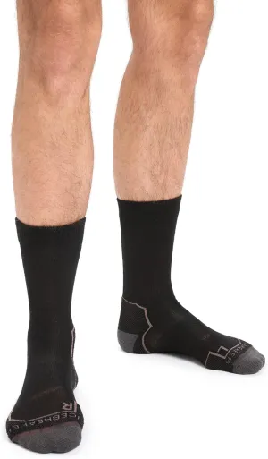 Icebreaker Merino Wool Hike   Light Socks for Men - Crew Socks - Half Cushioned, Perfect for Hiking, Athletics, Work and Play, Black/Mink/Monsoon, Small