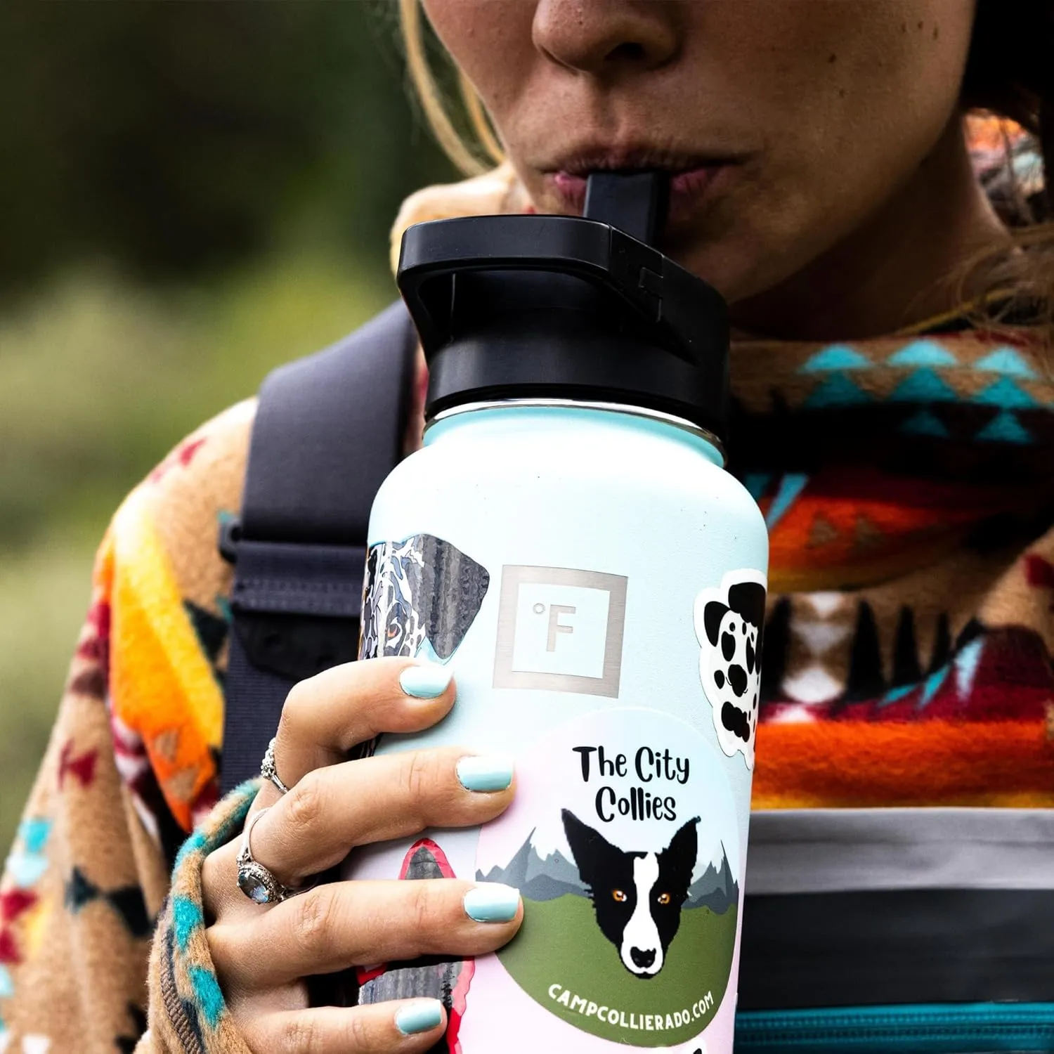 IRON °FLASK Camping & Hiking Hydration Flask with Straw Lid & Boot - Stainless Steel, Double Walled & Vacuum Insulated Water Bottle - Leak Proof & BPA Free (Azure Mist, Straw - 22 oz)