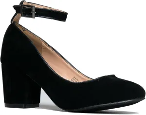 J. Adams Ankle Strap Pump Heel -Comfortable Round Toe Dress Block Shoe - Darling