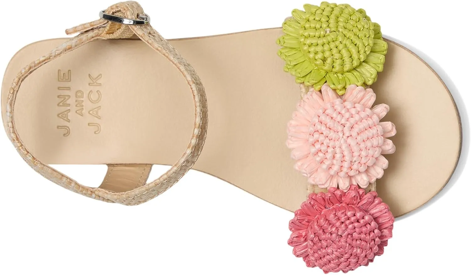 Janie and Jack Girl's Straw Flowered Sandal (Toddler/Little Big Kid) Flat