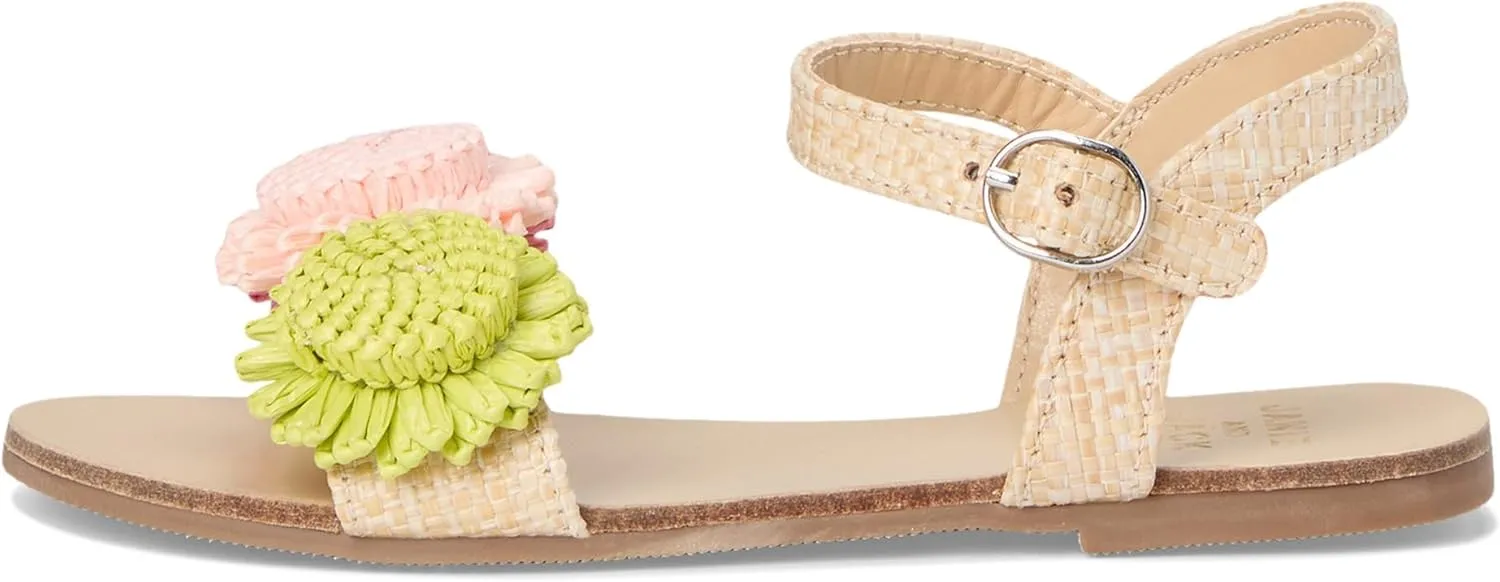 Janie and Jack Girl's Straw Flowered Sandal (Toddler/Little Big Kid) Flat