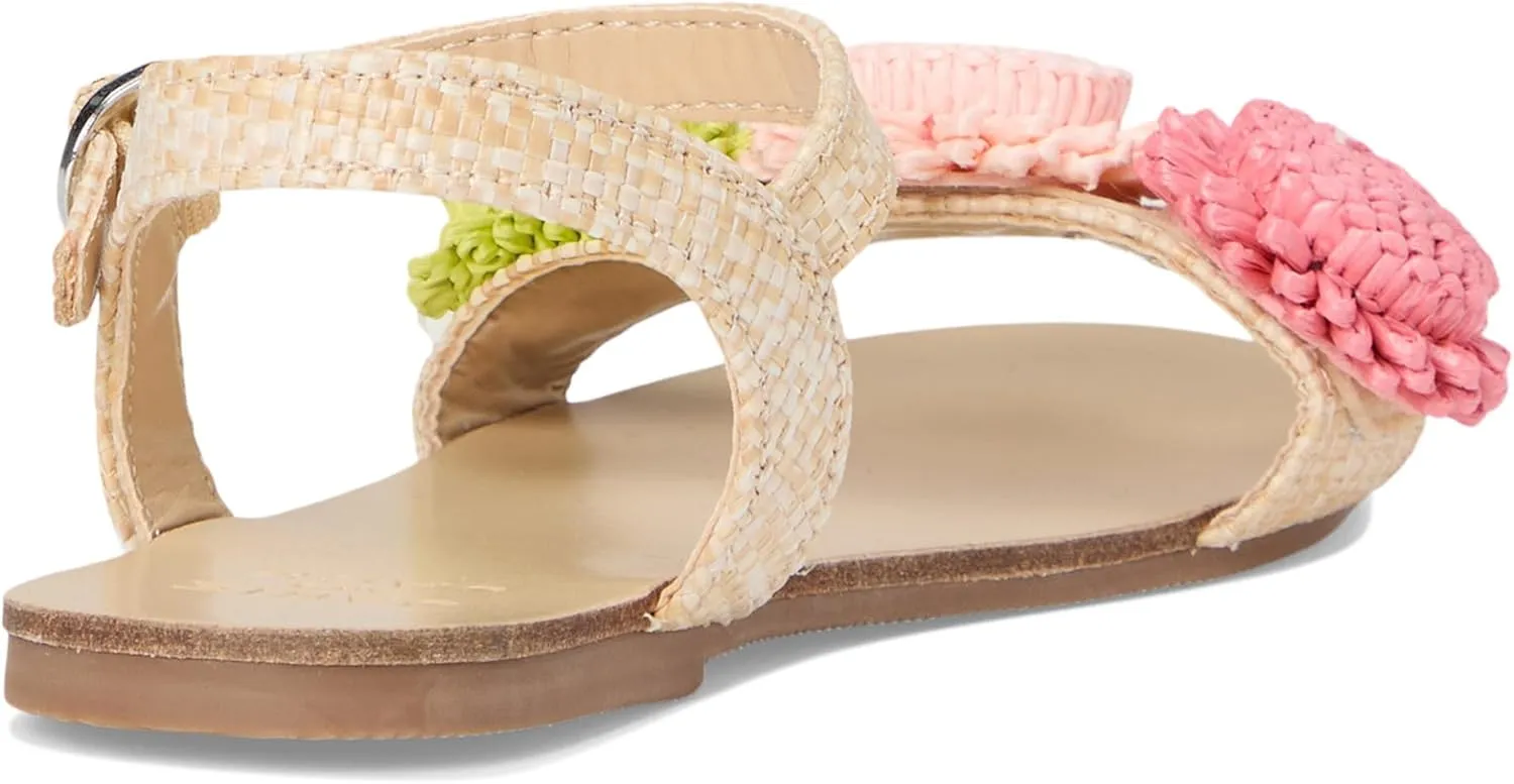 Janie and Jack Girl's Straw Flowered Sandal (Toddler/Little Big Kid) Flat